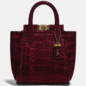 NEW Coach Troupe Tote 16 Snakeskin Deep Red Small Purse
